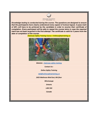 Chainsaw Safety Training Course  Onlinesafetytraining.ca