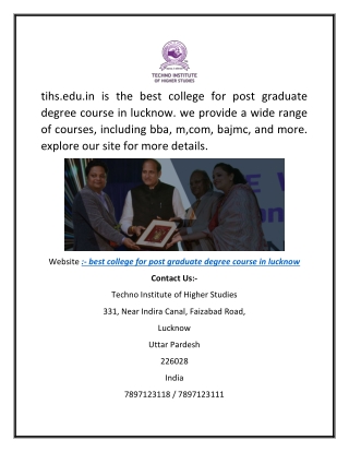 best college for post graduate degree course in lucknow tihs.edu.in