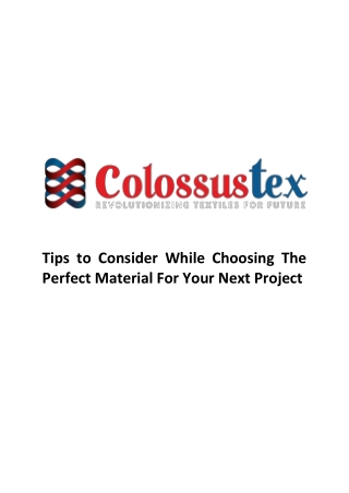 Tips to Consider While Choosing The Perfect Material For Your Next Project