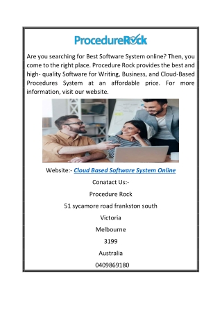 Cloud Based Software System Online | Procedure Rock
