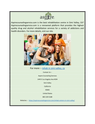 Rehab in Simi Valley, CA  Aspirecounselingserv