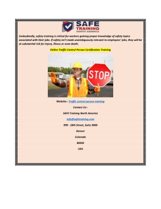 Online Traffic Control Person Certification Training