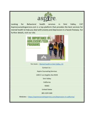 Mental Health in Simi Valley, CA