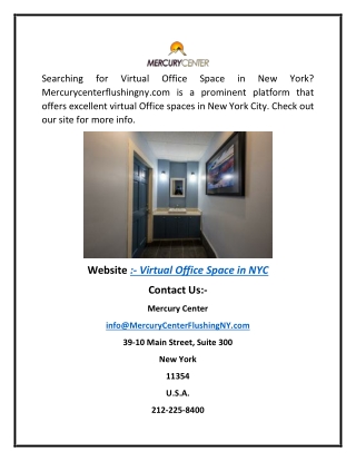 Virtual Office Space in NYC  Mercurycenterflushingny