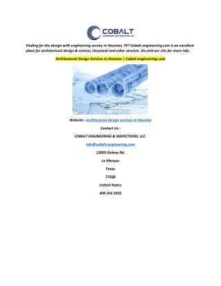 Architectural Design Services in Houston Cobalt-engineering.com