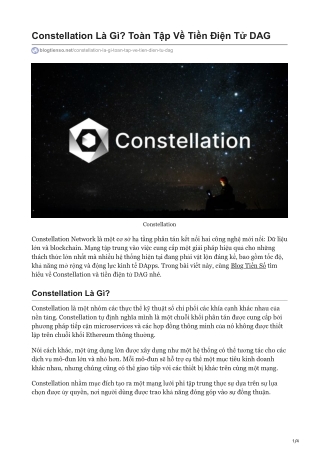 Constellation Là Gì? Toàn Tập Về Tiền Điện Tử DAG