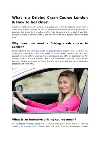What is a Driving Crash Course London & How to Get One
