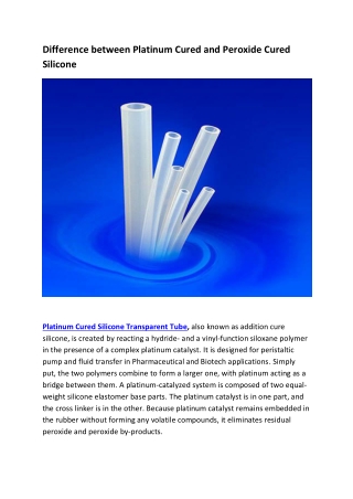 Difference between Platinum Cured and Peroxide Cured Silicone