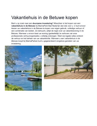 Vakantiehuis kopen in de Betuwe