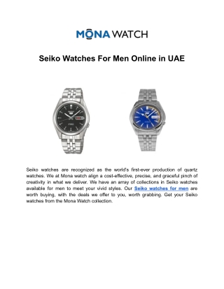 Seiko Watches For Men Online in UAE