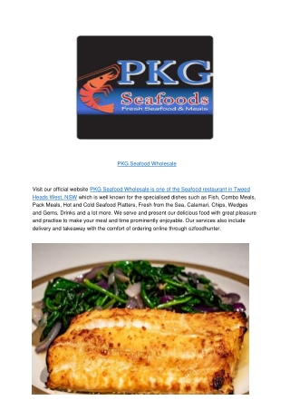 5% Off - PKG Seafood Wholesale Menu Tweed Heads West,NSW