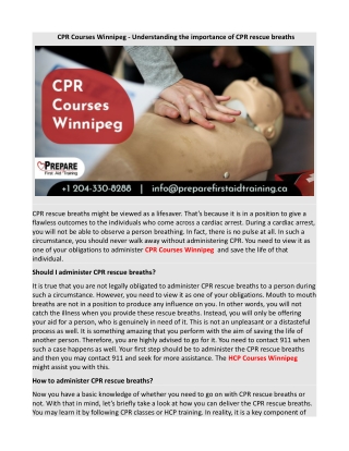 CPR Courses Winnipeg - Understanding the importance of CPR rescue breaths