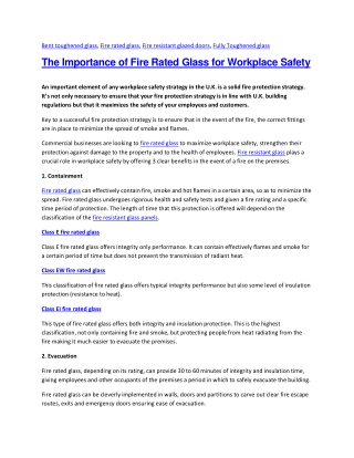 The Importance of Fire Rated Glass for Workplace Safety