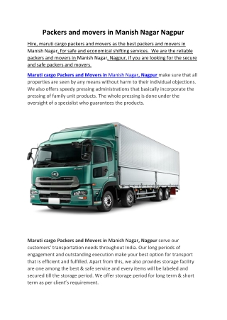 Packers and movers in Manish Nagar Nagpur