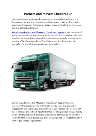 Packers and movers Chandrapur