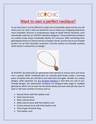 Want to own a perfect necklace?