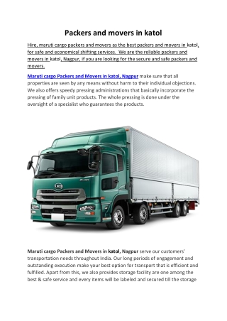 Packers and movers in katol