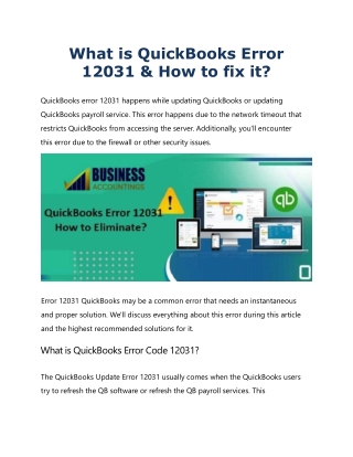 What is QuickBooks Update Error 12031 & how to fix?