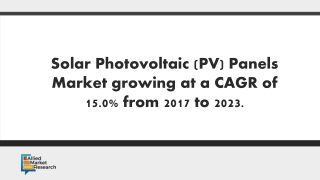 Solar Photovoltaic Panels Market growing at a CAGR of 15.0% from 2017 to 2023.