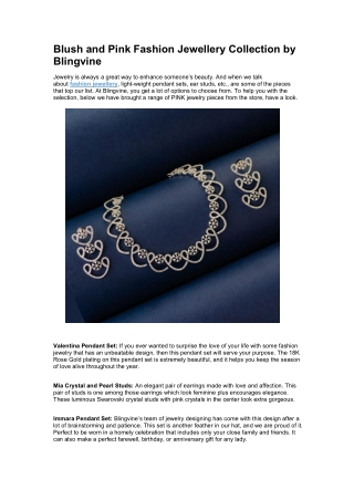 Blush and Pink Fashion Jewellery Collection by Blingvine