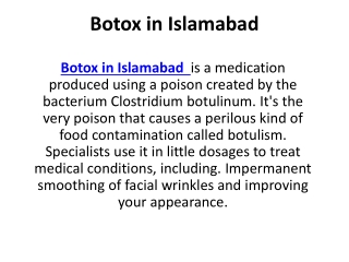 Botox in Islamabad
