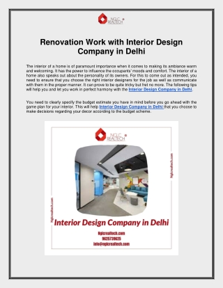 Contemporary Ideas By Interior Design Company in Delhi