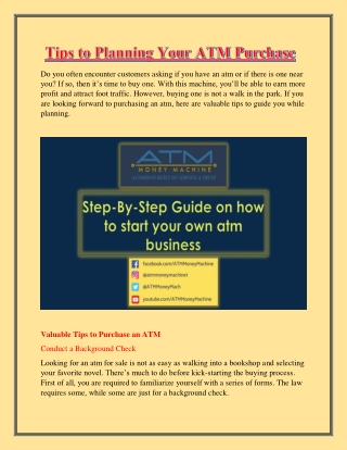 Tips to Planning Your ATM Purchase - ATM Money Machine
