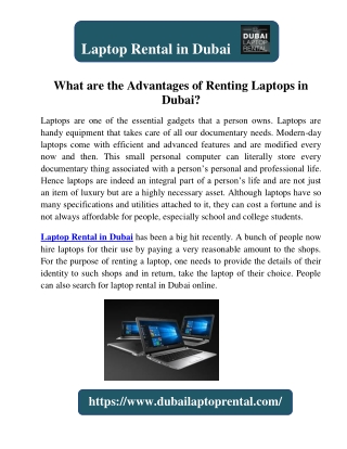 What are the Advantages of Renting Laptops in Dubai?