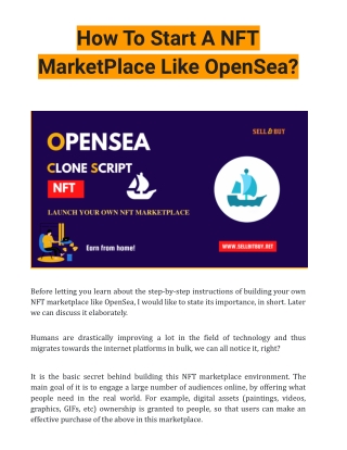 How To Start A NFT MarketPlace Like OpenSea