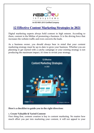 12 Effective Content Marketing Strategies in 2021