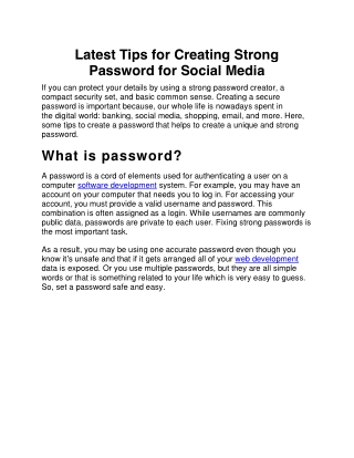 Latest Tips for Creating Strong Password for Social Media