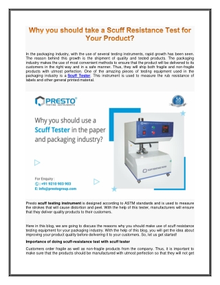 Why you should take a Scuff Resistance Test for Your Product