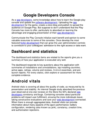 Google Developers Console