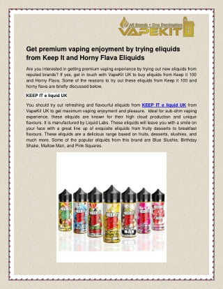 KEEP IT e liquid UK