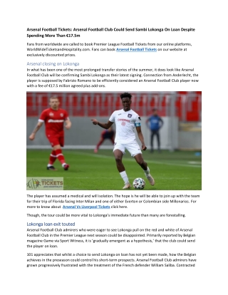 Arsenal Football Tickets Arsenal Football Club Could Send Sambi Lokonga On Loan Despite Spending More Than €17.5m