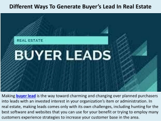 Different Ways To Generate Buyer’s Lead In Real Estate