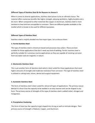 Different Types of Stainless Steel