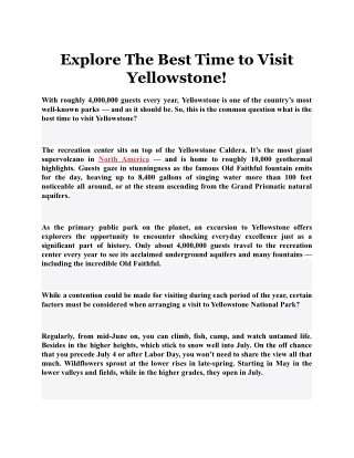 Explore The Best Time to Visit Yellowstone!