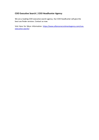 COO Executive Search - COO Headhunter Agency