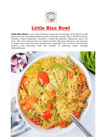 5% Off - Little Rice Bowl Chinese Menu Taringa, QLD