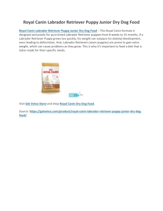 Royal Canin Labrador Retriever Puppy Junior Dry Dog Food