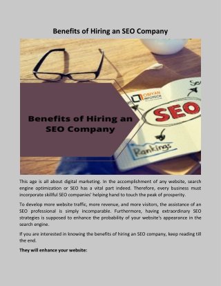Benefits of hiring an SEO company