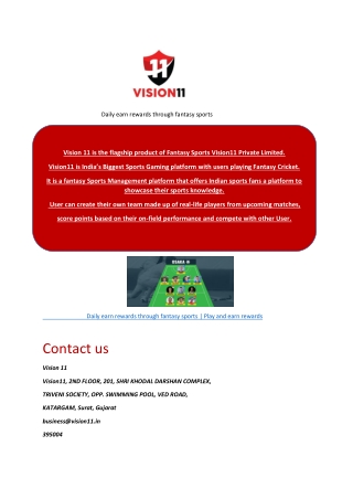 Daily earn rewards through fantasy sports vision