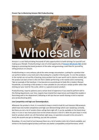Proven Tips to Mastering Amazon FBA Producthunting