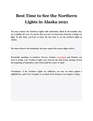 Best Time to See the Northern Lights in Alaska 2021
