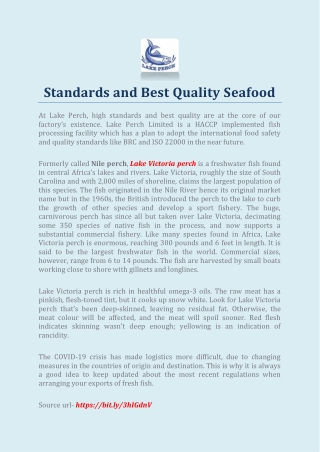 Standards and Best Quality Seafood