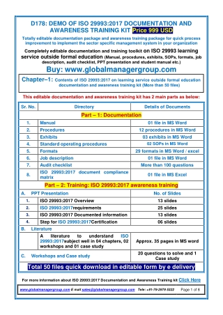 ISO 29993:2017 Documents and Awareness Training Kit