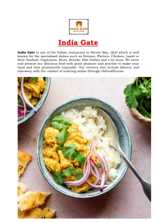 5% Off - India Gate Restaurant Menu Hervey Bay, QLD