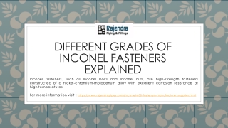 Different Grades of Inconel Fasteners Explained