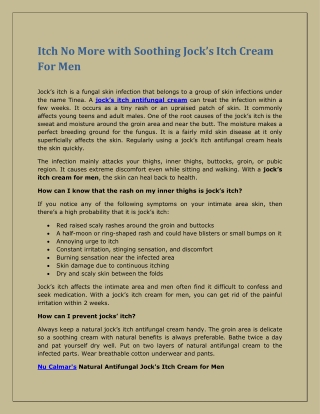 Itch No More with Soothing Jock’s Itch Cream For Men